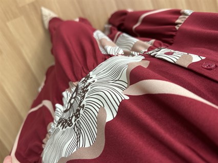Flora Bordo Desenli Viskon Maxi Boy Elbise 