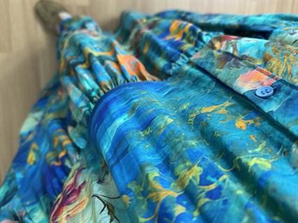 Flora Botanik Desen Viskon Maxi Boy Elbise