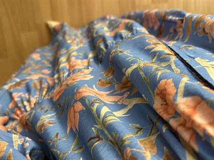 Flora Mavi Renkli Viskon Maxi Boy Elbise