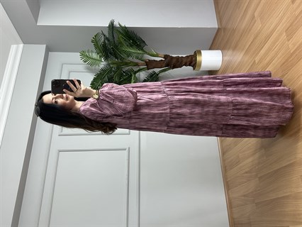 Flora Pembe Renkli Viskon Maxi Boy Elbise