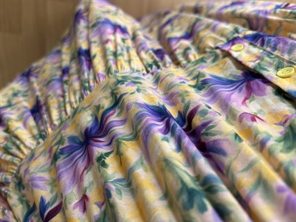 Flora Sarı Mor Çiçekli Viskon Maxi Boy Elbise