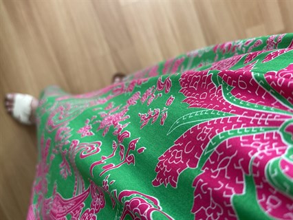 Frıda Yeşil-Pembe Kalın Askılı Viskon Elbise
