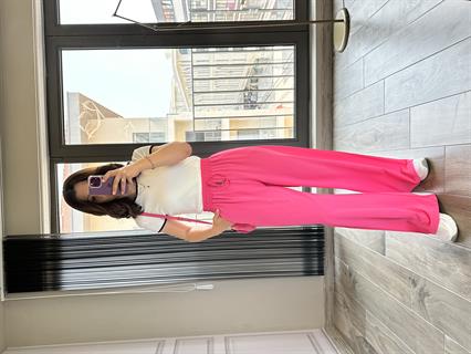 Fuşya Lastikli Bol Pantolon