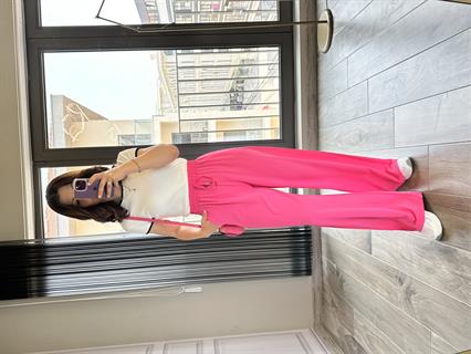 Fuşya Lastikli Bol Pantolon