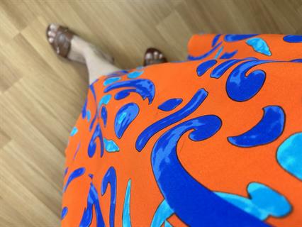 Garcia Turuncu-Turkuaz Midi Boy Kolsuz Elbise