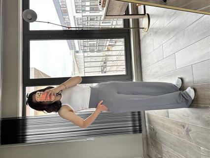 Gri Korsaj Kemerli Palazzo Pantolon