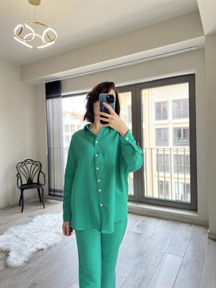 Grogren Bağcıklı Çimen Keten Pantolon