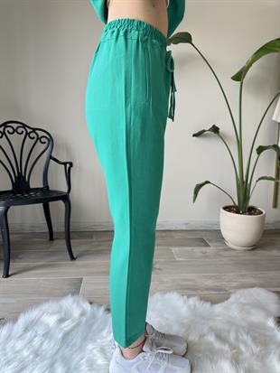 Grogren Bağcıklı Çimen Keten Pantolon