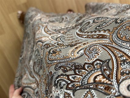 Helin Kahve Geçişli Desen Pamuk Viskon Midi Boy Elbise