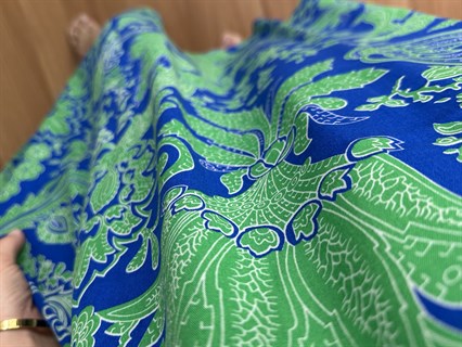 Helin Mavi Desenli Pamuk Viskon Midi Boy Elbise 