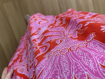 Helin Pembe Desenli Pamuk Viskon Midi Boy Elbise