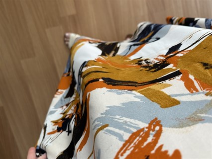 Helin Turuncu Geometrik Desen Pamuk Viskon Midi Boy Elbise