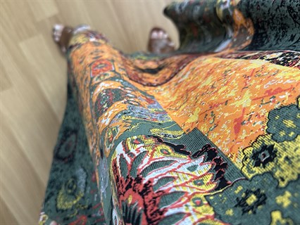 Helin Turuncu Otantik Desen Pamuk Viskon Midi Boy Elbise