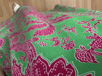 Helin Yeşil Desenli Pamuk Viskon Midi Boy Elbise