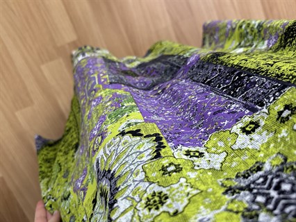 Helin Yeşil Otantik Desen Pamuk Viskon Midi Boy Elbise