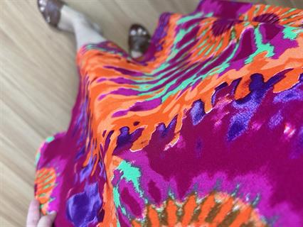 Holly Pembe-Turuncu Desenli Pamuk Viskon Elbise