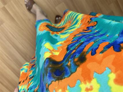 Holly Yeşil-Sarı Desenli Pamuk Viskon Elbise