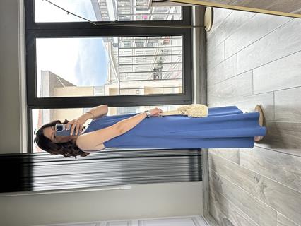 İndigo Premium Kalite Tensel Kumaş Askılı Elbise