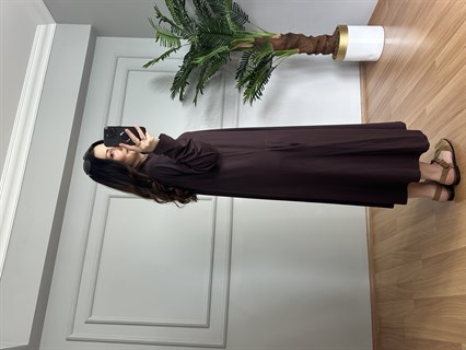 Karina Kahve Fermuarlı Cepli Basic Elbise