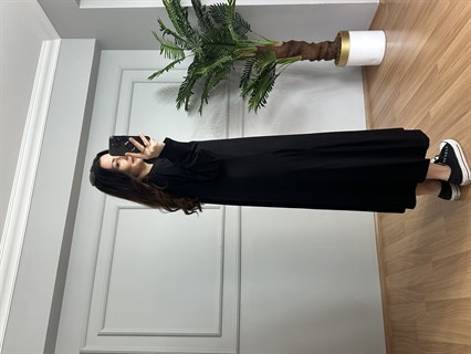 Karina Siyah Fermuarlı Cepli Basic Elbise