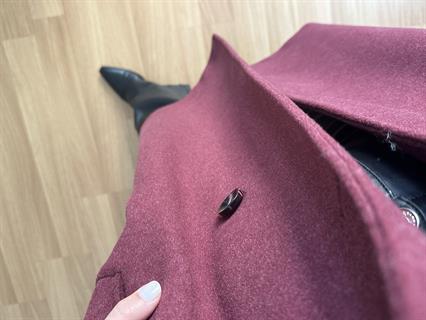 Karla Bordo Manşetli Premium Kalite Kaşe Kaban