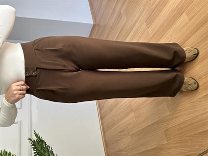 Kendy Acı Kahve Likralı Bel Çift Düğmeli Palazzo Pantolon