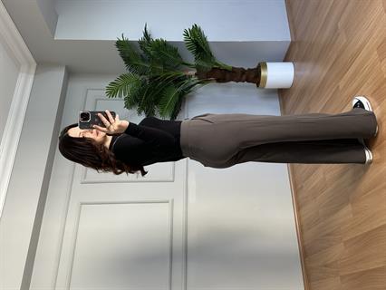 Kendy Antrasit Likralı Bel Çift Düğmeli Palazzo Pantolon