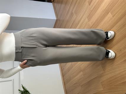 Kendy Gri Likralı Bel Çift Düğmeli Palazzo Pantolon