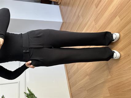 Kendy Siyah Likralı Bel Çift Düğmeli Palazzo Pantolon