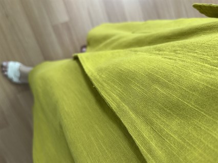 Kety Yağ Yeşili Keten Kalın Askılı Elbise