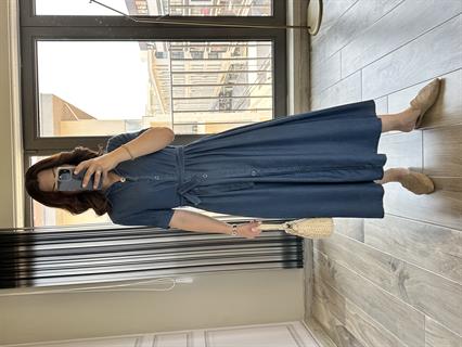 Kot Tensel Kumaş Yandan Yırtmaçlı Elbise