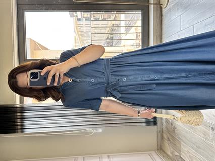 Kot Tensel Kumaş Yandan Yırtmaçlı Elbise