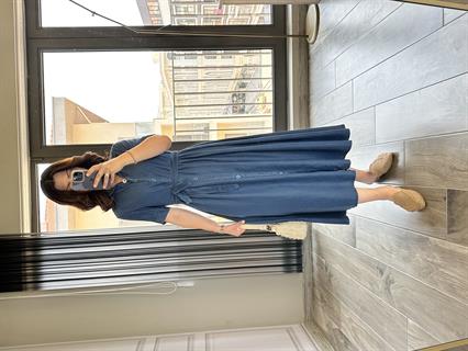 Kot Tensel Kumaş Yandan Yırtmaçlı Elbise