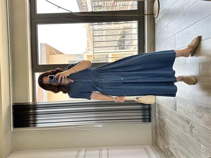 Kot Tensel Kumaş Yandan Yırtmaçlı Elbise