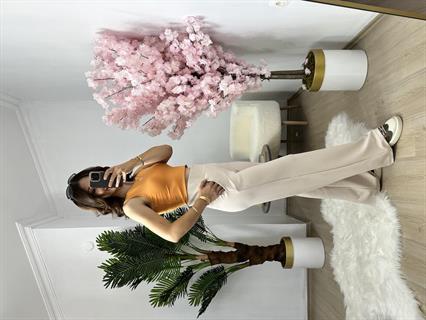 Krem Korsaj Kemerli Palazzo Pantolon