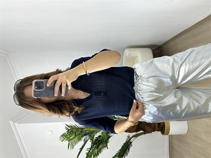 Lacivert Delikli Polo Yaka Triko