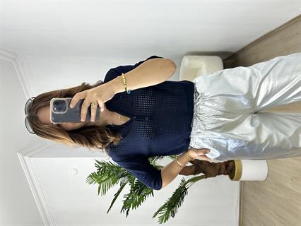 Lacivert Delikli Polo Yaka Triko