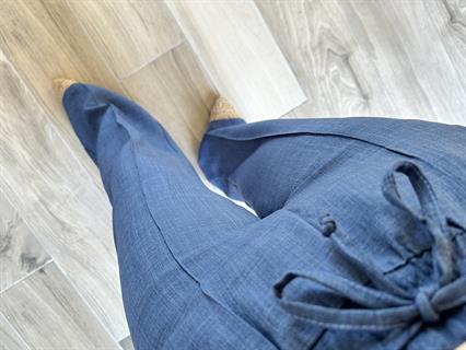 Lacivert Keten Önden Dikişli Bol Pantolon