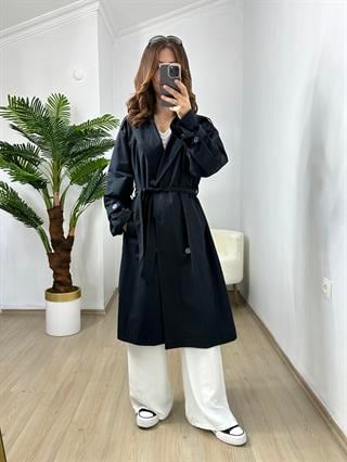 Lacivert Orjinal ZR Marka Uzun Astarlı Trençkot