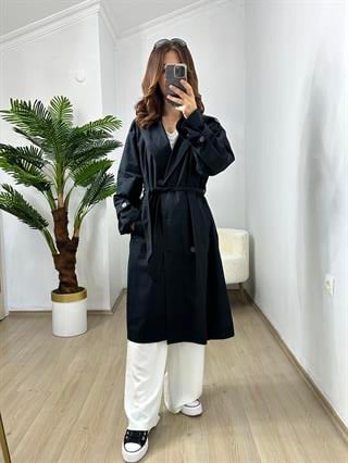 Lacivert Orjinal ZR Marka Uzun Astarlı Trençkot