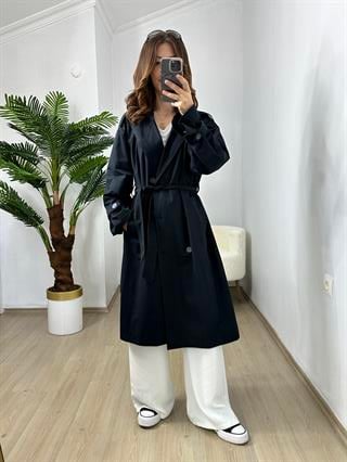 Lacivert Orjinal ZR Marka Uzun Astarlı Trençkot