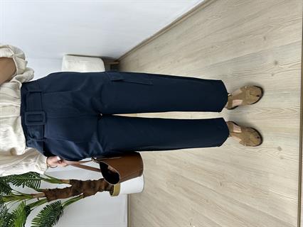 Lacivert Tencel Gabardin Kumaş Kargo Cepli Havuç Pantolon