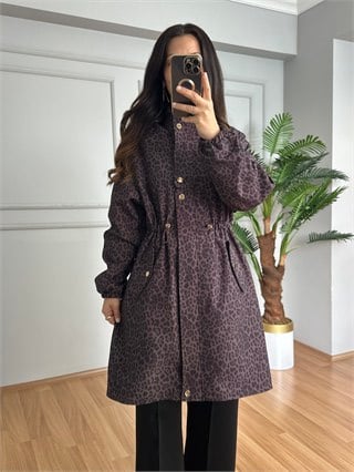 Lana Leopar Büzgülü Premium Ceket 