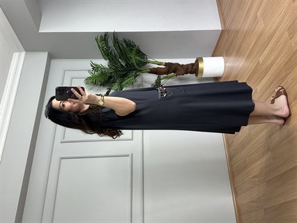 Lara Antrasit Ponpon Cepli Likralı Elbise 