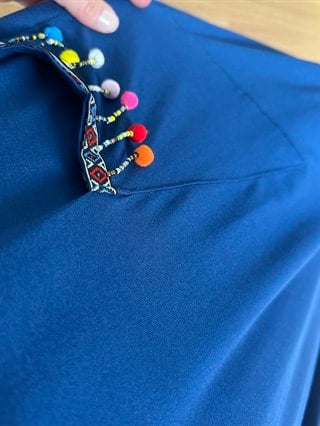 Lara Lacivert  Ponpon Cepli Likralı Elbise