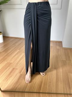 Lidya Antrasit Yırtmaçlı Modal Kumaş Etek