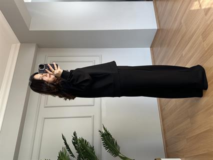 Lora Siyah Modal Kumaş Fermuarlı Eşofman takımı