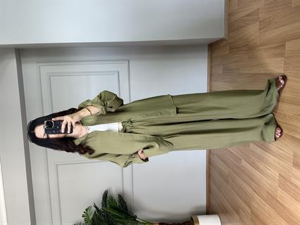 Loria Yağ Yeşili Tensel Modal Kumaş Gömlek Pantolon Kumaş