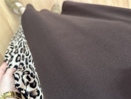 Luisa Kahve Leopar detaylı Penye Modal Elbise