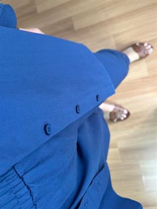 Lusia Lacivert Gabardin Kumaş Gömlek Şalvar Pantolon Takım